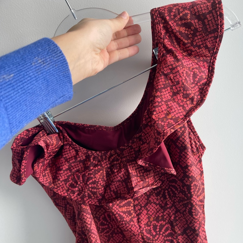 Ulla Johnson Red Patterned One-Shoulder Swimsuit - image 5